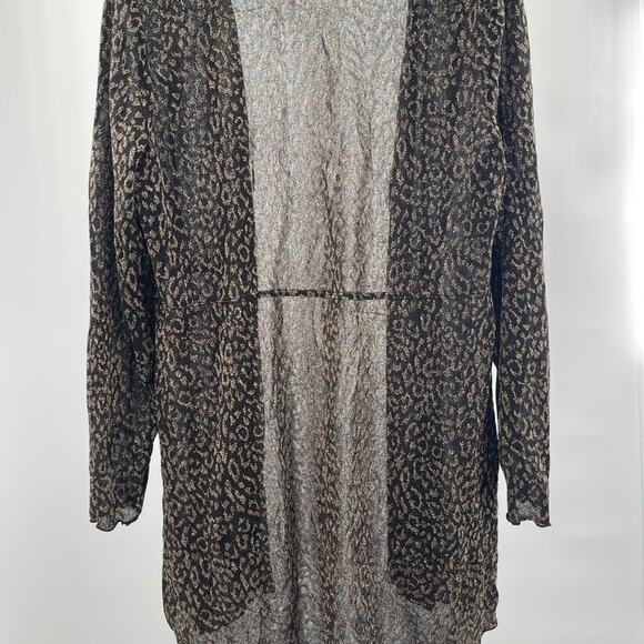 CHICO’S TRAVELERS Animal Print Cardigan Evening Wear Gold & Black Sparkle SZ XL - Picture 3 of 11